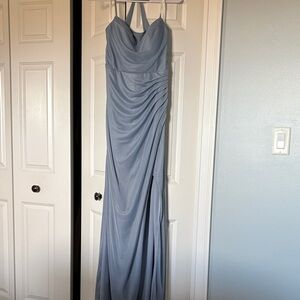 Azazie Light Blue Ruched Maxi Dress